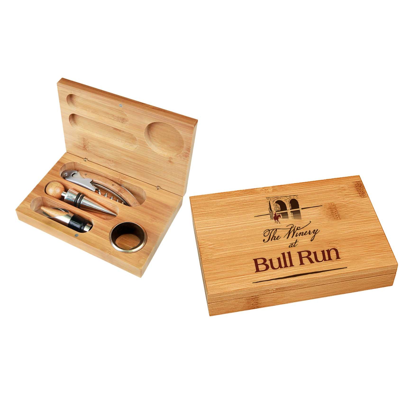 Gift Shop Products Wine Sets Bamboo 4Piece Wine Tool Set