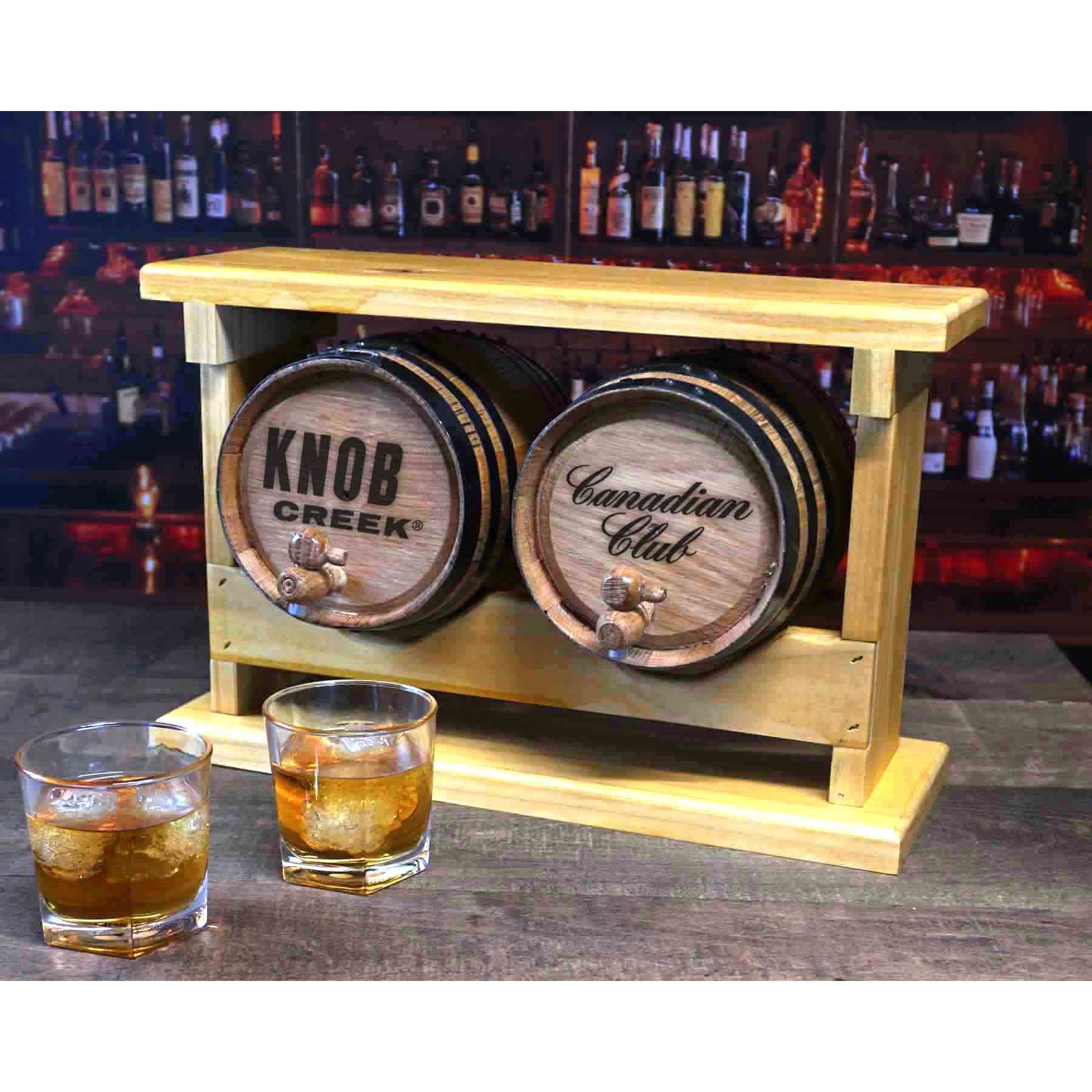 Bar Top Barrel Aged Cocktail Set with 2 inscribed barrels and a Stacker™